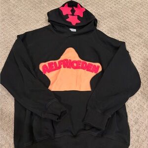 Aelfric Eden Black Hoodie with Pink Star Accent